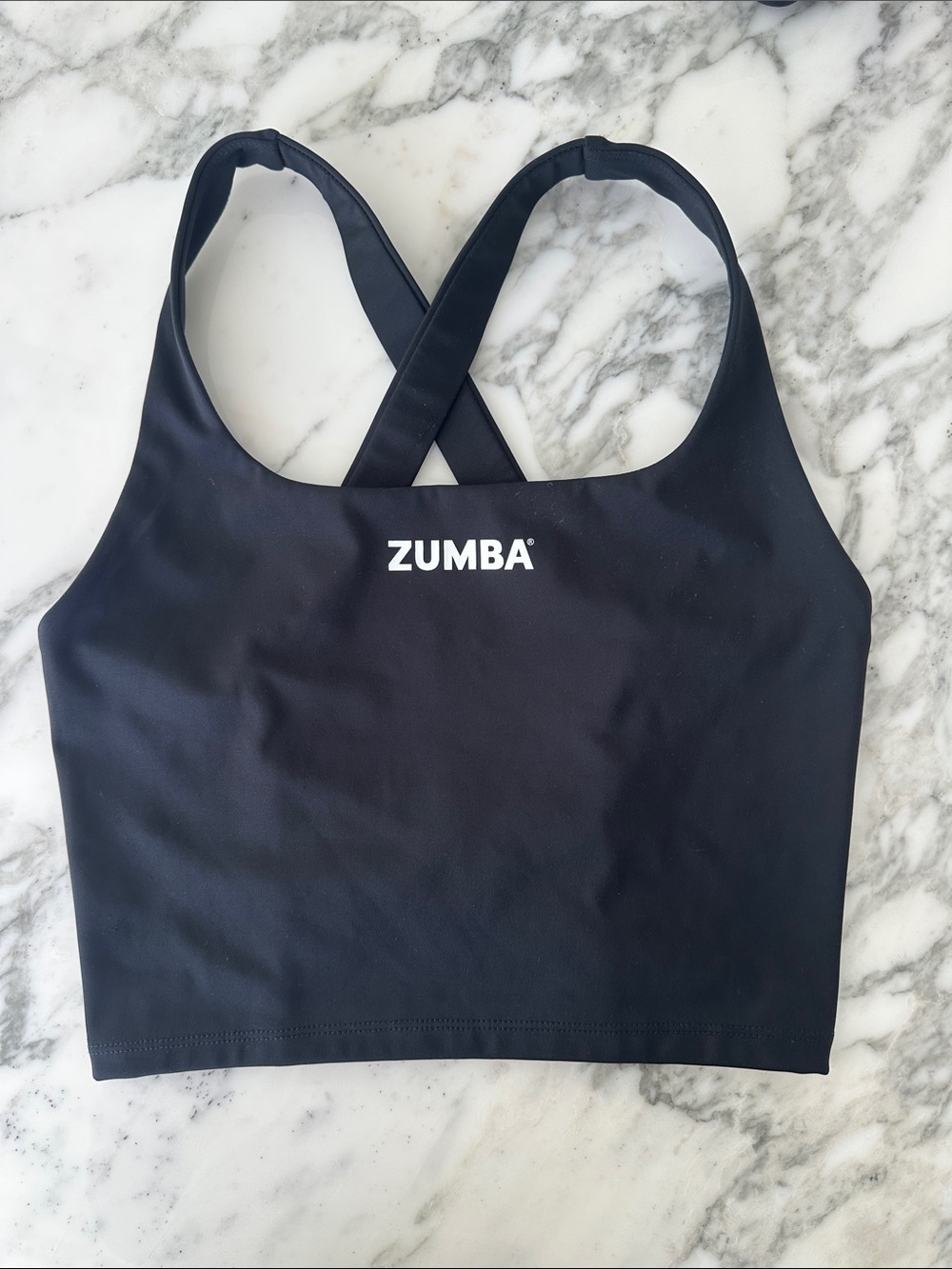 Zumba Black Strappy Crisscross Back Crop Top Small